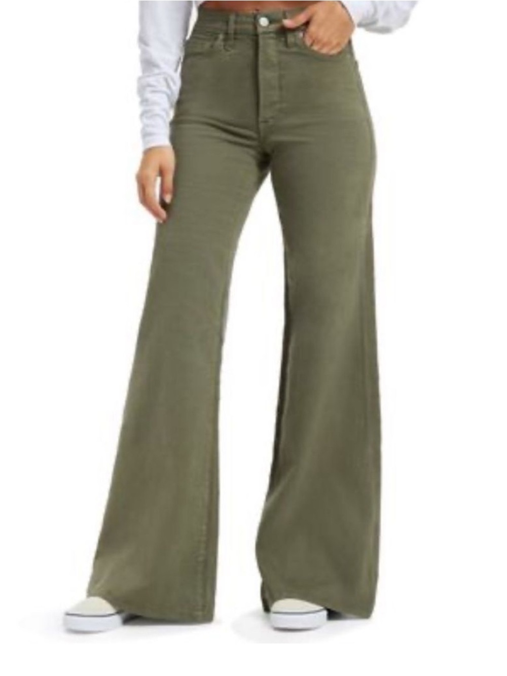 Good American fern green wide leg high rise jeans